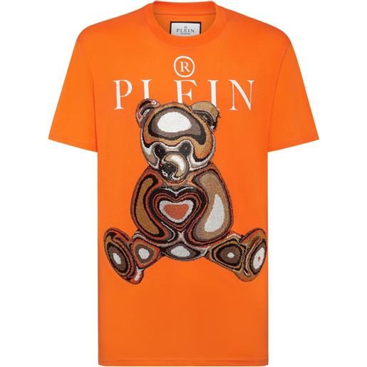 Philipp Plein t-shirt teddy bear con cristalli - arancione