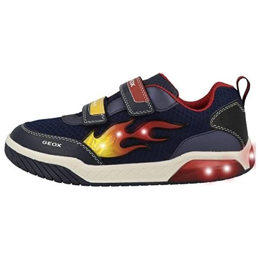 Geox j inek boy, scarpe da ginnastica bambini e ragazzi, blu (navy/red), 30 eu