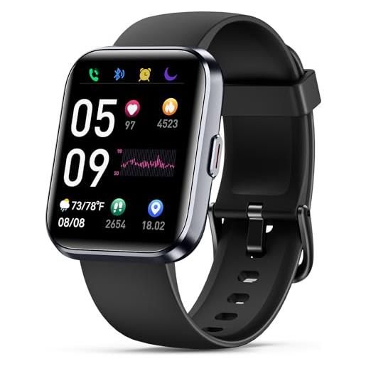 Quican smartwatch donna uomo con chiamate alexa - smart watch orologio fitness tracker con cardiofrequenzimetro spo2 sonno contapassi-impermeabile ip68 orologi sportivo per android ios(nero)