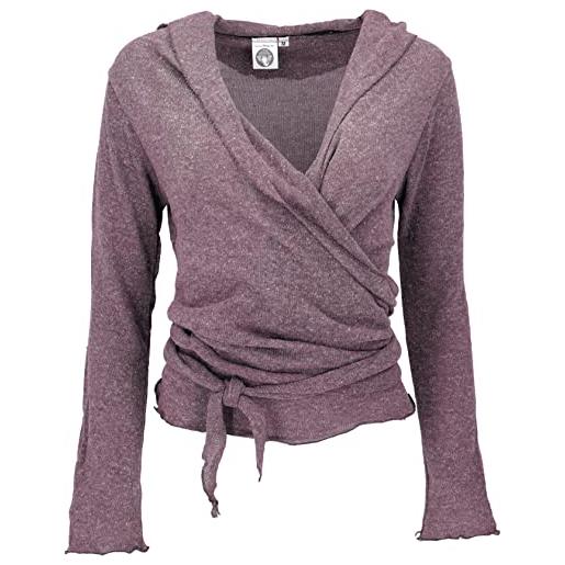 GURU SHOP, camicia a portafoglio, maglione in maglia di cotone, giacca a portafoglio, rosa antico, dimensione indumenti: m (38), maglioni, felpe a maniche lunghe