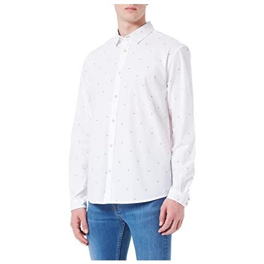 TOM TAILOR camicia regular fit con stampa, uomo, bianco (white green scattered design 29427), l