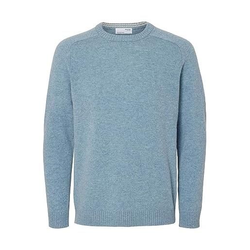 SELECTED HOMME slhnewcoban lambs wool crew neck w noos maglione, zaffiro scuro, xl uomo