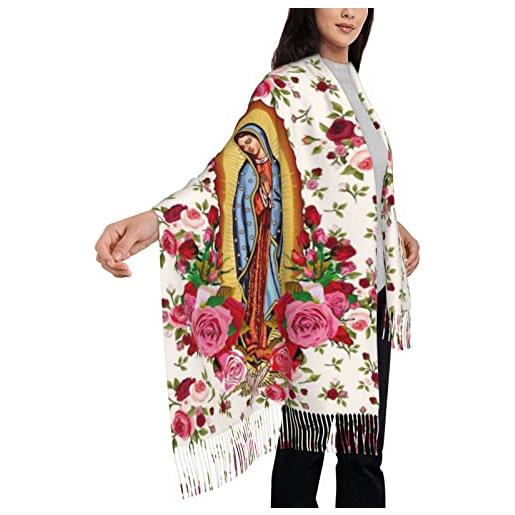 Puurbol virgen de guadalupe - coperta da donna, sciarpa e scialli, con scritta vergine maria cattolica, idea regalo cattolica, beige, medium