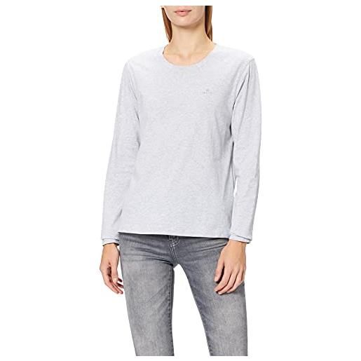 GANT original ls t-shirt, t-shirt originale ls donna, grigio ( light grey melange ), l