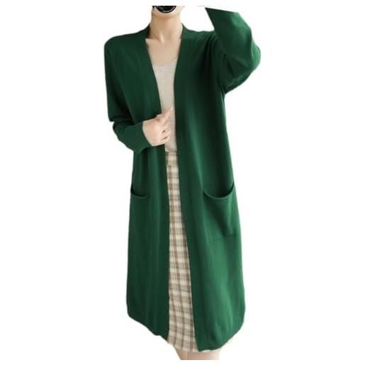 Tdvcpmkk cardigan da donna in cashmere, casual, lungo, lavorato a maglia, con scollo a v, cardigan, khaki9, l