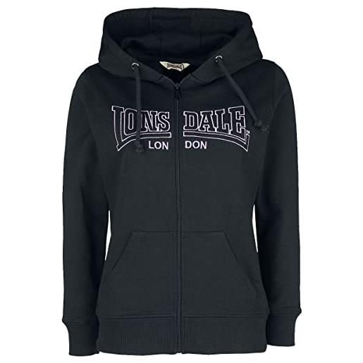 Lonsdale golspie hooded sweatshirt, nero/lilla, xl women's