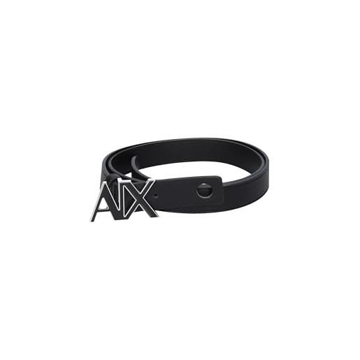 Armani Exchange fibbia con logo sostenibile cintura, nero, xl casual