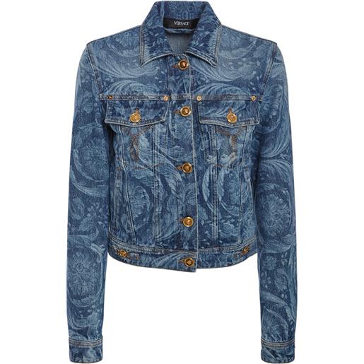 VERSACE giacca in denim stampa barocco