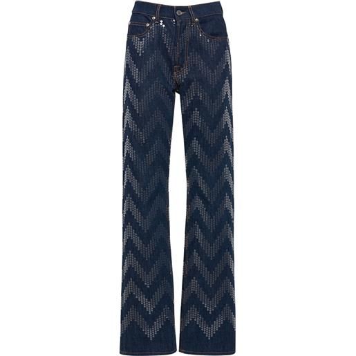 MISSONI jeans dritti zig zag in denim / paillettes