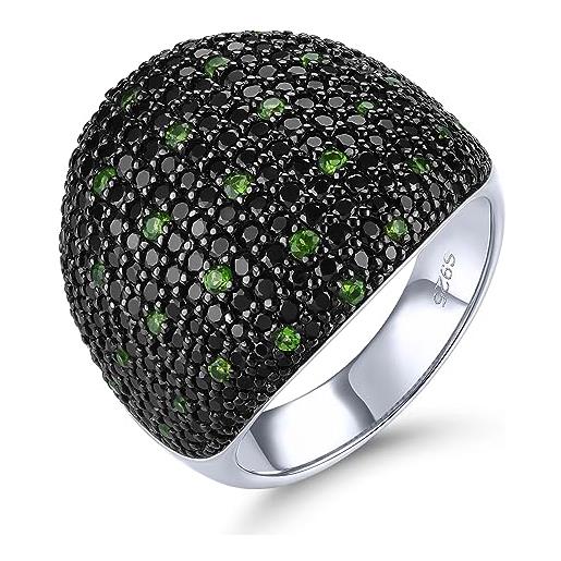 LP LOHASPIE donne anelli di dichiarazione ipoallergenico s925 sterling silver 294 pietre gemme naturale nero spinel chrome diopside anello gioielli (nero, r 1/2)