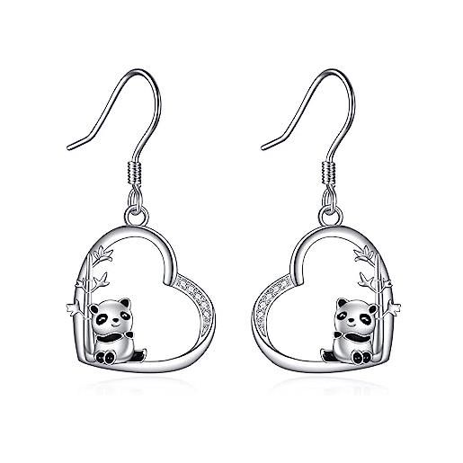 JERWLI orecchini pandora in argento sterling, graziosi orecchini panda, idea regalo per donne, argento sterling