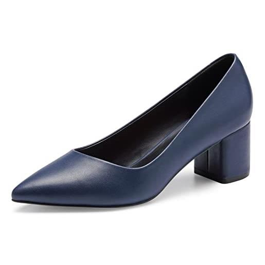 GENSHUO scarpe tacco alto donna: eleganti, comode e versatili - tacco 6cm, design classico, pu di qualità - blu navy, 40 eu