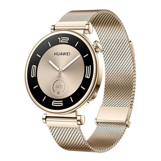 HUAWEI watch gt4 41mm (aurora-b19m) (gold/weiß, goldenes milanese-armband)