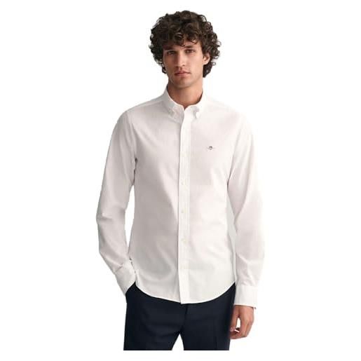 GANT slim poplin shirt, camicia elegante uomo, bianco ( white ), 4xl