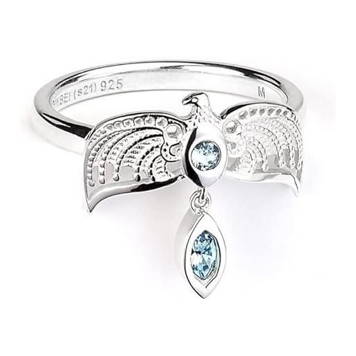 The Carat Shop harry potter anello ufficiale in argento sterling con diadema, misura l, grande, argento sterling, cristallo