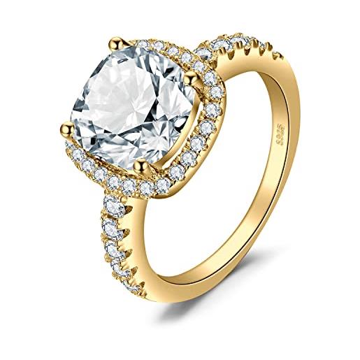 JewelryPalace cuscino 3ct diamante simulato zirconi anniversario matrimonio promessa anello donna, anelli donna argento 925, anello fidanzamento donna, anello solitario in oro, gioielli donna 18.5