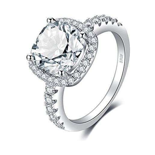 JewelryPalace cuscino 3ct diamante simulato zirconi anniversario matrimonio promessa anello donna, anelli donna argento 925, anello fidanzamento donna, anello solitario argento 925, gioielli donna