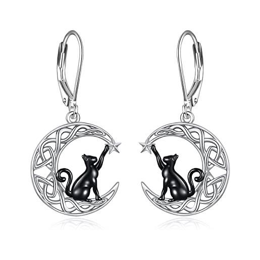VONALA orecchini pendenti celtici in argento sterling con luna, idea regalo per donne e ragazze, argento argento sterling