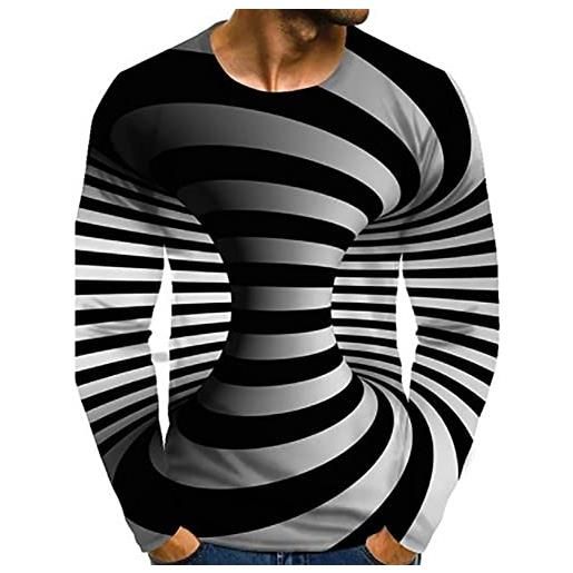 ZIFIS magni di illusione ottica da uomo t-shirt taglie o maniche lunghe con arcobaleno a molla top top abbigliamento da uomo streetwear (color: black1, size: xl)