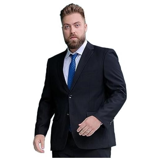 WAIKUB abito da uomo in 2 pezzi abito da cerimonia formale classico da uomo taglie forti abito da completo a due bottoni pantaloni blu nero (color: black, size: 10xl)