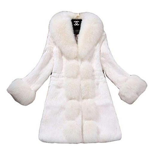 Huixin cappotto di pelliccia donna invernali manica lunga calda addensare vintage eleganti parka invernale moda vita alta pelliccia sintetica costume giubotto giaccone giacca di pelliccia monocromo
