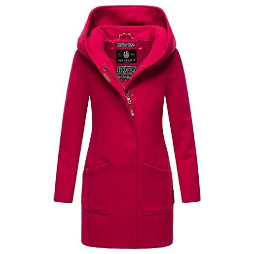 Marikoo b819 - cappotto da donna, invernale, trench, parka, giacca lunga per la mezza stagione, fucsia, xs