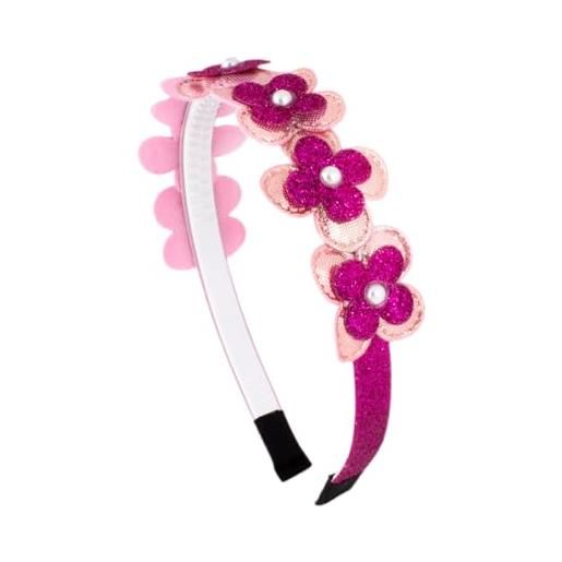 Righe e Pois - cerchietto per capelli da bimba con fiori glitter e perle - 1 cm - confezione da 1 (viola)