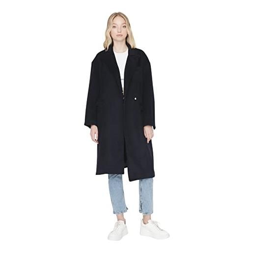 Trendyol damen oversize basic plain webstoff mantel cappotto, navy blue, 36 da donna