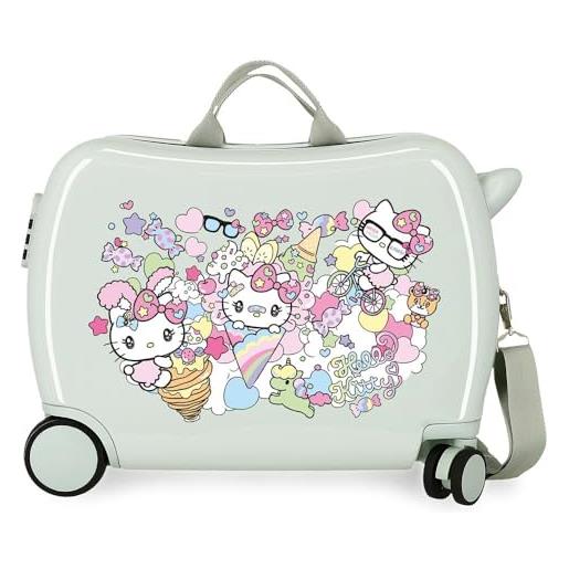 Hello Kitty harajuko valigia per bambini verde 50 x 38 x 20 cm rigida abs chiusura a combinazione laterale 34 l 1,8 kg 2 ruote bagagli a mano, verde, taglia unica, valigia per bambini