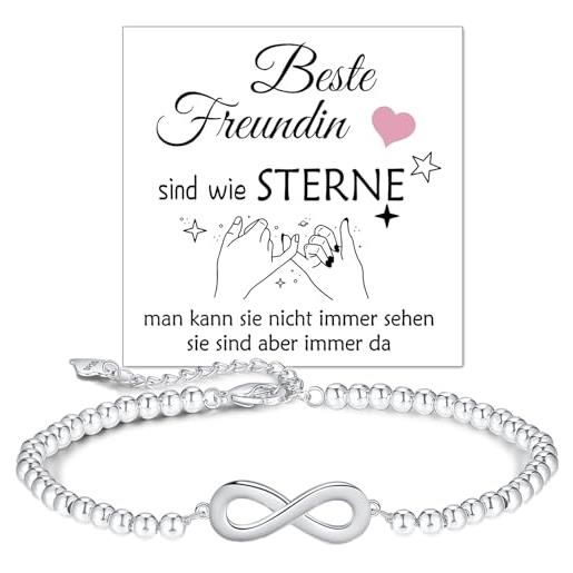 Gkmamrg braccialetto da donna in argento 925 - regalo di compleanno per fidanzata bff braccialetti dell'amicizia braccialetto a sfera regalo di natale per fidanzata, argento sterling
