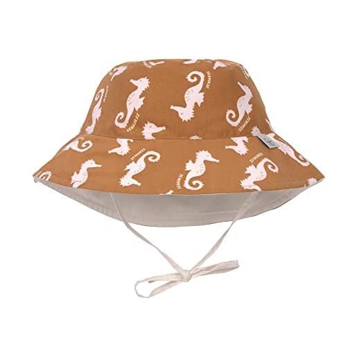 LÄSSIG cappello da sole per bambini, cappello da sole estivo, per bambini, reversibile, traspirante, protezione uv 80/sun protection bucket hat seahorse caramel, 03-06 mesi, taglia: 43/45, marrone, 