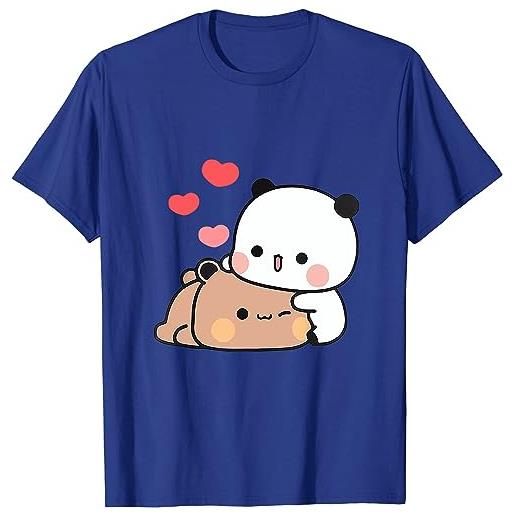 Berentoya t-shirt unisex con panda kawaii con abbraccio bubu dudu regalo divertente per san valentino, nero , xxl