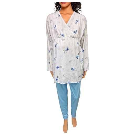 CRV PAJAMAS AND SOCKS CRAVANA pigiama donna premaman cotone adatto per ospedale lunga set pigiama da allattamento abbigliamento premaman per allattamento casa incinte parto due pezzi lungo (prem 24001 rosa, xxl)