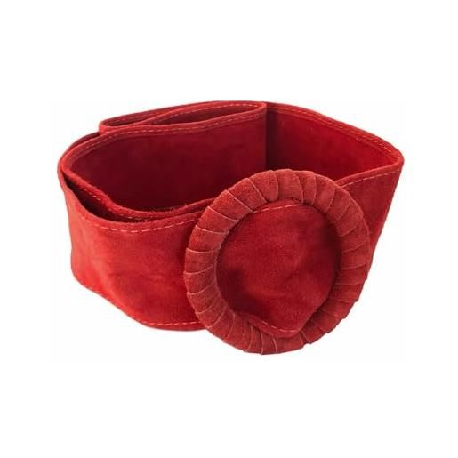 FrasiBags cintura donna larga in camoscio con fiabbia anello, cintura donna pelle scamosciata, cintura alta donna, cinta donna pelle made in italy (rosso)