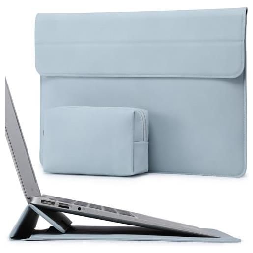 HYZUO 15 pollici custodie per pc portatile borsa con funzione stand compatibile con mac. Book air 15 m2 a2941 2024 2023, mac. Book pro 15 a1990 a1707 2019-2016, 15 surface laptop 5/4/3, blu pallido