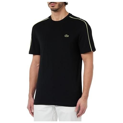 Lacoste th1411 t-shirt manica lunga sport, nero/limeira, xl uomo