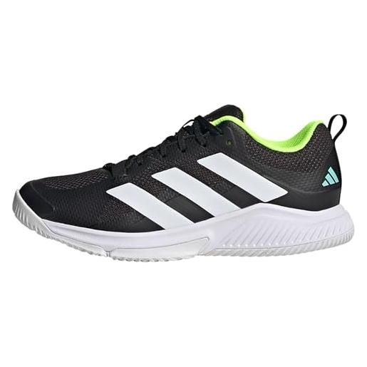 adidas court team bounce 2.0, scarpe da ginnastica donna core black ftwr white flash aqua, 46 2/3 eu