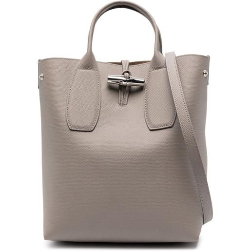 Longchamp borsa a tracolla roseau media - grigio