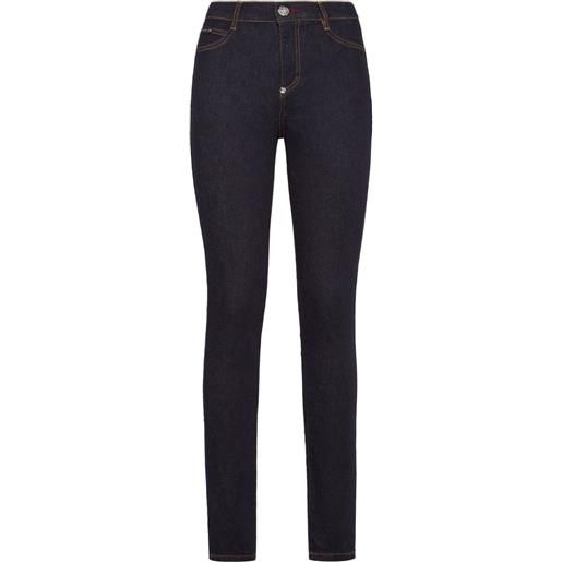 Philipp Plein jeans skinny con placca logo - nero