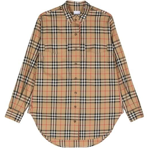 Burberry camicia con motivo vintage check - marrone