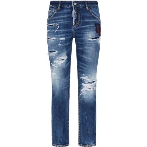 Dsquared2 jeans boston crop on applicazione - blu