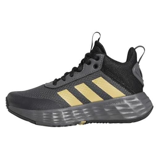 adidas ownthegame 2.0, sneakers unisex - bambini e ragazzi, grey five matte gold core black, 29 eu