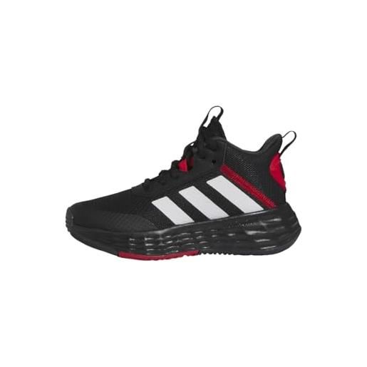 adidas ownthegame 2.0, sneakers unisex - bambini e ragazzi, core black ftwr white vivid red, 40 eu