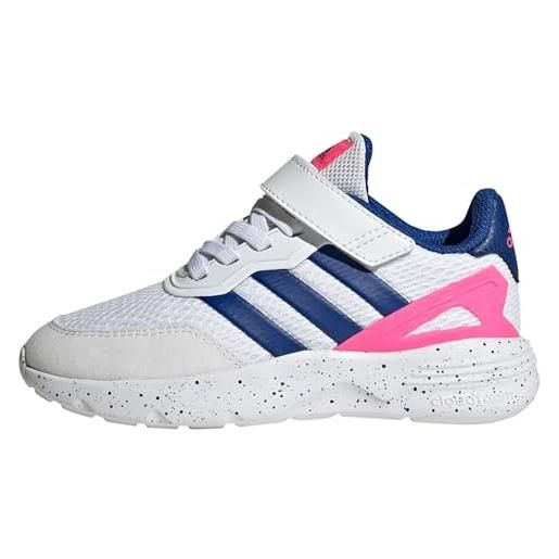 adidas nebzed elastic lace top strap, sneaker unisex - bambini e ragazzi, ftwr white team royal blue lucid pink, 36 2/3 eu