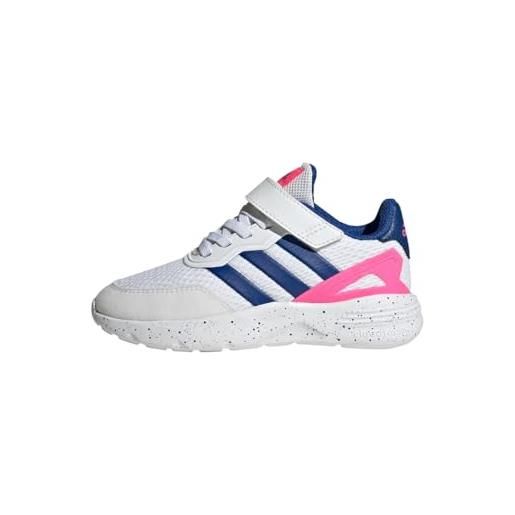 adidas nebzed elastic lace top strap, sneaker unisex - bambini e ragazzi, ftwr white team royal blue lucid pink, 33 eu