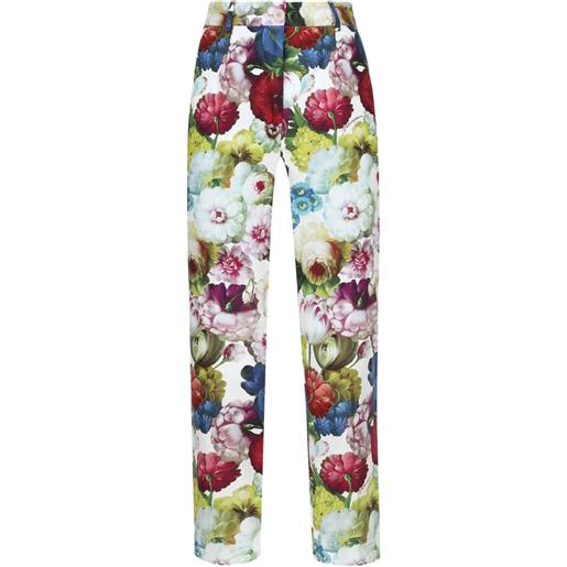 Dolce & Gabbana pantaloni crop a fiori - bianco
