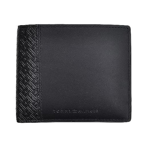 Tommy Hilfiger portafoglio uomo pelle con logo 7cc+coin articolo xm0xm02384 cm. 12 x 10 x 2 (circa), bds black/nero, taglia unica