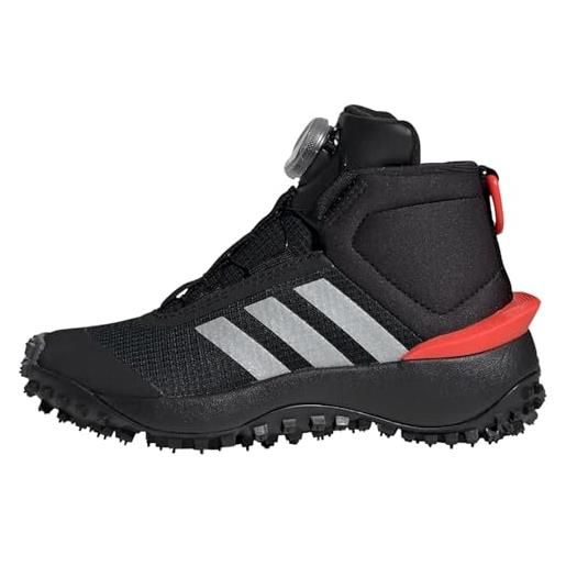 adidas fortatrail shoes kids boa, sneaker unisex - bambini e ragazzi, core black silver met bright red, 36 eu