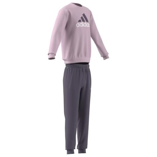 adidas essentials-set da jogging in pile con logo grande tuta, rosa trasparente/viola ombra/bianco, 13-14 anni unisex-adulto