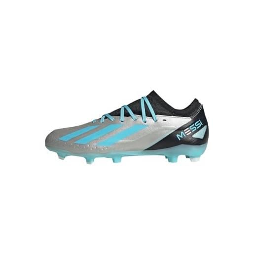 adidas unisex - adulto x crazyfast messi. 3 firm ground boots, silver metallic/blue/core black, 46 eu